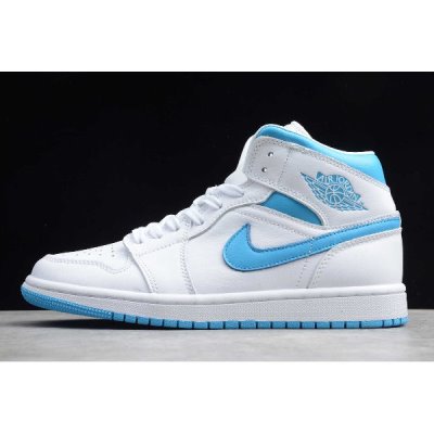 Nike Air Jordan 1 Mid Unc Beyaz / Açık Mavi Basketbol Ayakkabısı Türkiye - PABMDKT5